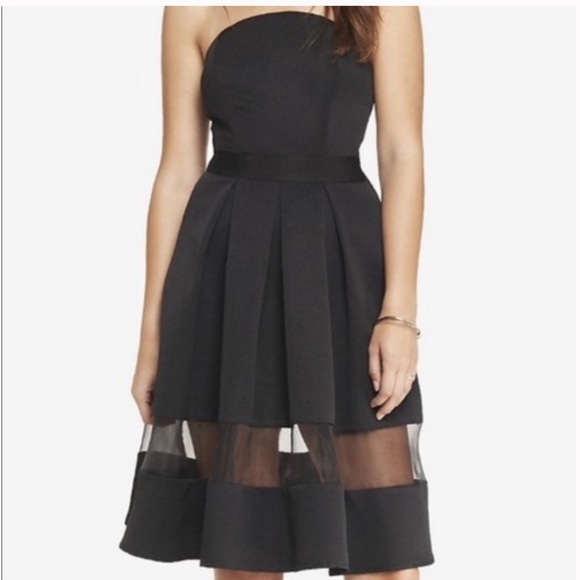 Express Strapless Organza Inset Midi Dress - Picture 2 of 8